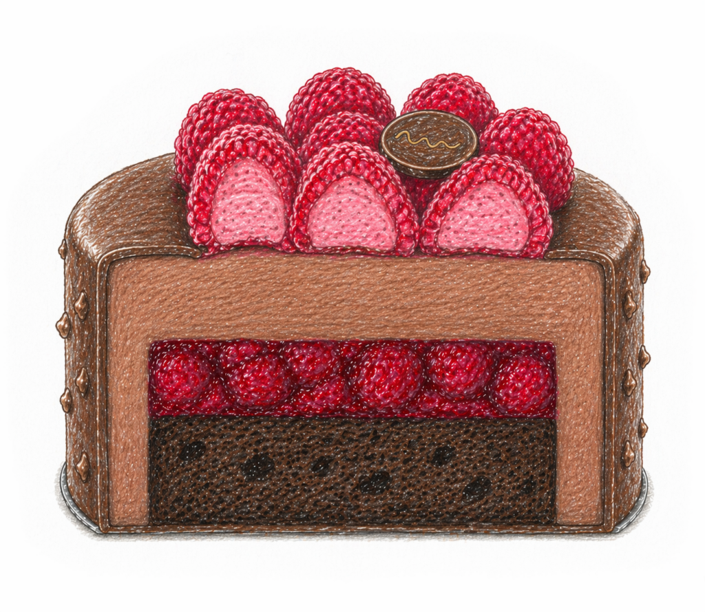 Čoko-malina s čokoládovým brownies, malinovým compoté a čokoládovou ganache – NM DESSERTS